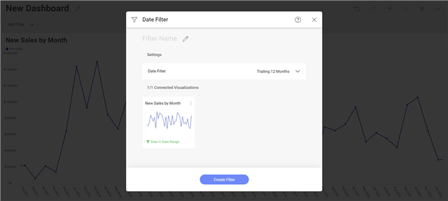 To connect the visualization to your dashboard filter click connect on the visualization thumbnail