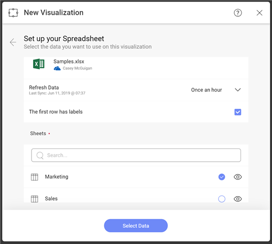 Excel file set up in Reveal