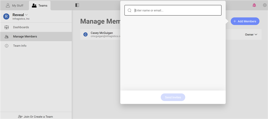 Manage Members in Reveal BI