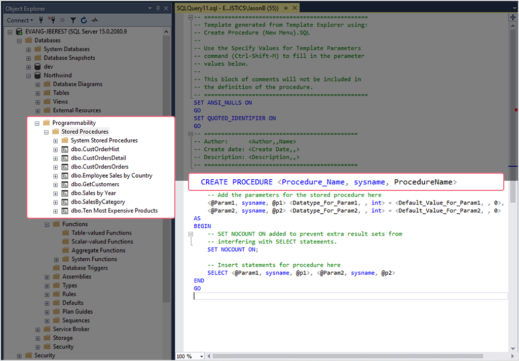 how to create a stored procedure