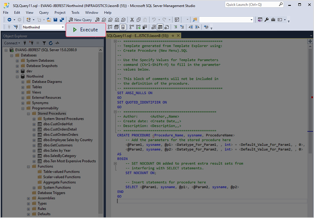 creating a stored procedure