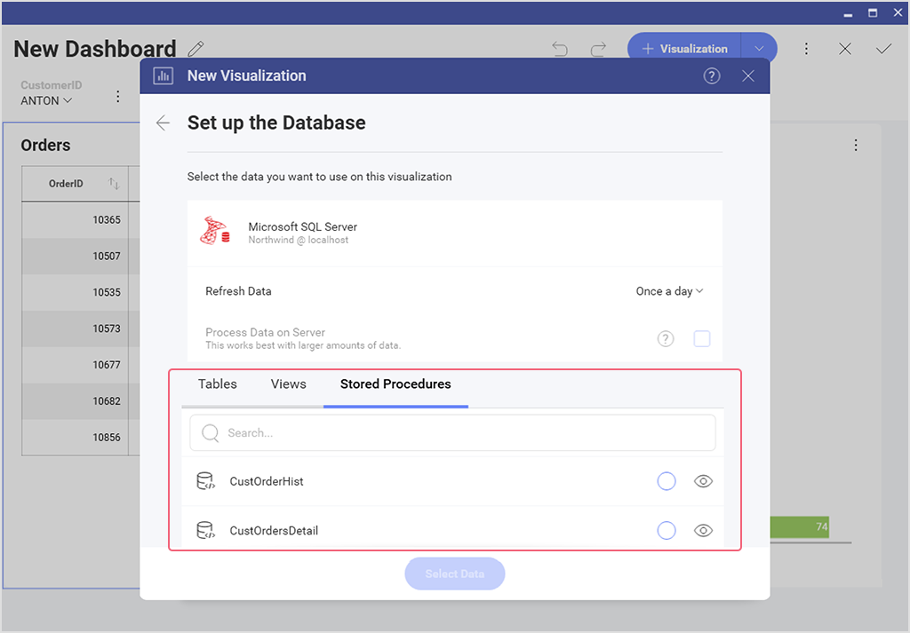 stored procedures in embedded analytics