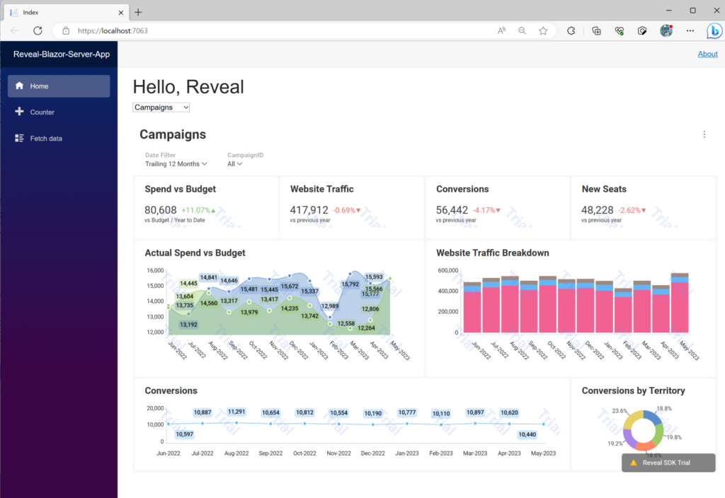 Blazor アプリケーションへのセルフサービス BI の埋め込み